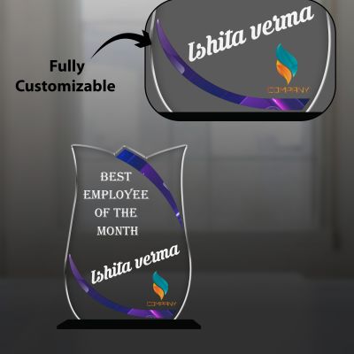Personalized Best Employee of The Month Award Custom Acrylic Trophy with Name  Unique Recognition Gift for Staff and Coworkers Employee Achievement Award
